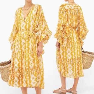 Mes Demoiselles Sybille Kaftan Dress In Yellow Combo Small NWT